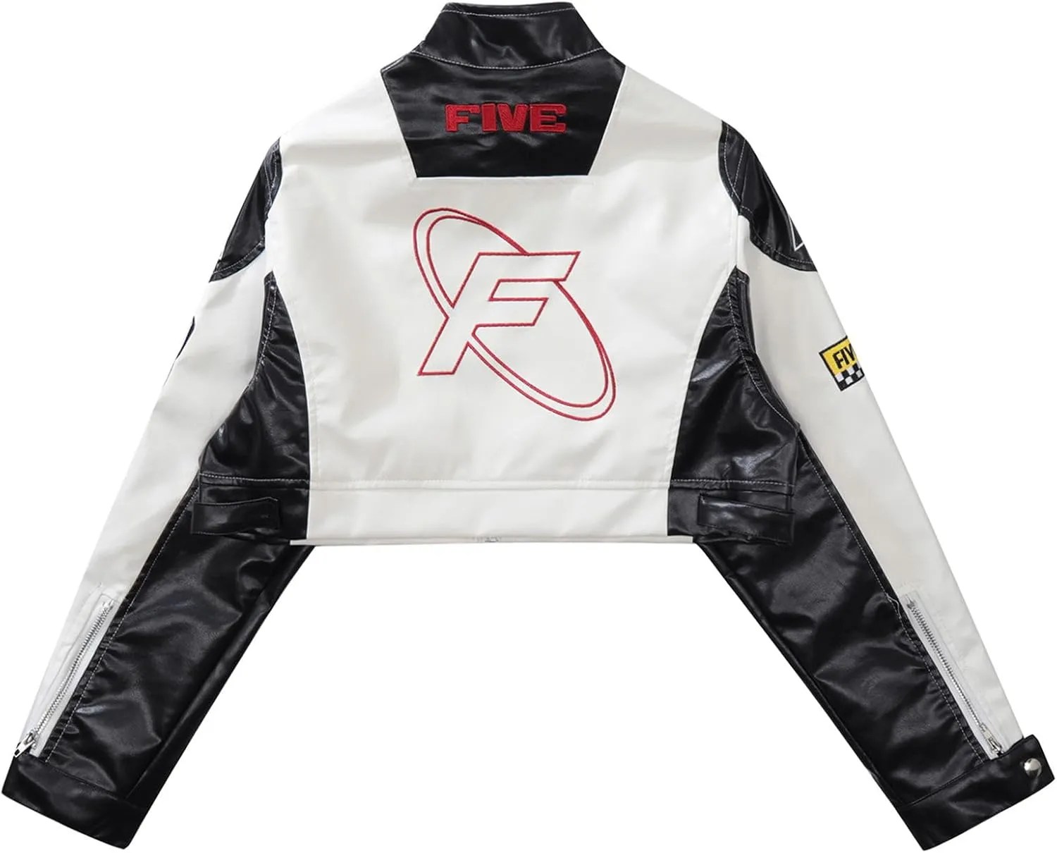 Aelfric Eden Cropped Leather Jacket Women PU Crop Moto Biker Racing Trendy Fashion Casual Coats