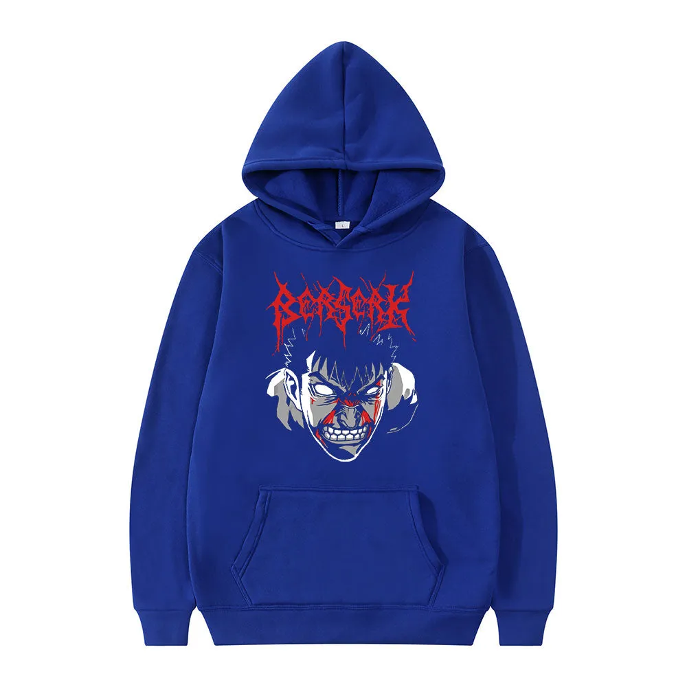 Anime Berserk Guts Loose Casual Sports Hoodie Hip Hop Oversized Manga Print Sweatshirts