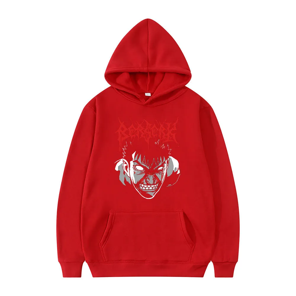 Anime Berserk Guts Loose Casual Sports Hoodie Hip Hop Oversized Manga Print Sweatshirts