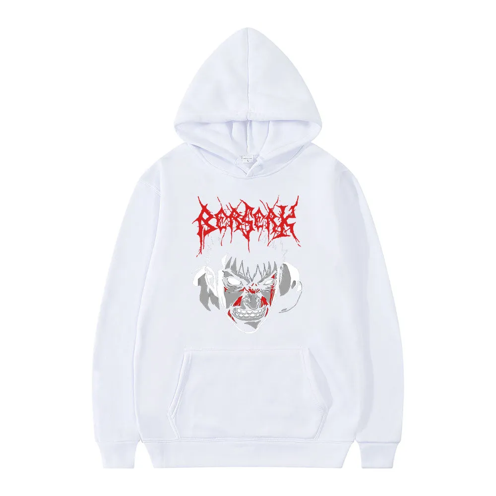 Anime Berserk Guts Loose Casual Sports Hoodie Hip Hop Oversized Manga Print Sweatshirts
