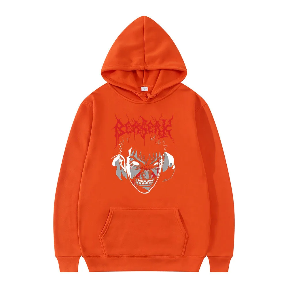 Anime Berserk Guts Loose Casual Sports Hoodie Hip Hop Oversized Manga Print Sweatshirts