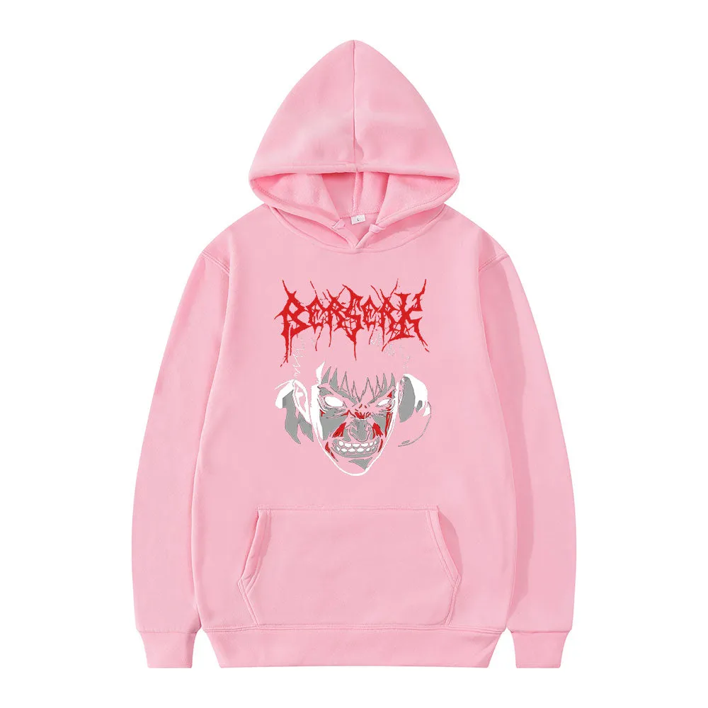 Anime Berserk Guts Loose Casual Sports Hoodie Hip Hop Oversized Manga Print Sweatshirts