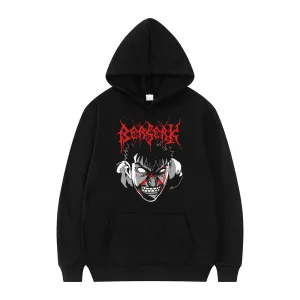 Anime Berserk Guts Loose Casual Sports Hoodie Hip Hop Oversized Manga Print Sweatshirts