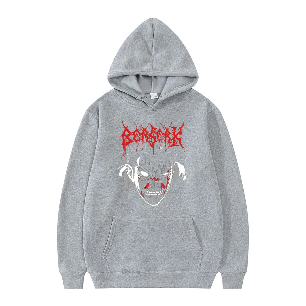 Anime Berserk Guts Loose Casual Sports Hoodie Hip Hop Oversized Manga Print Sweatshirts