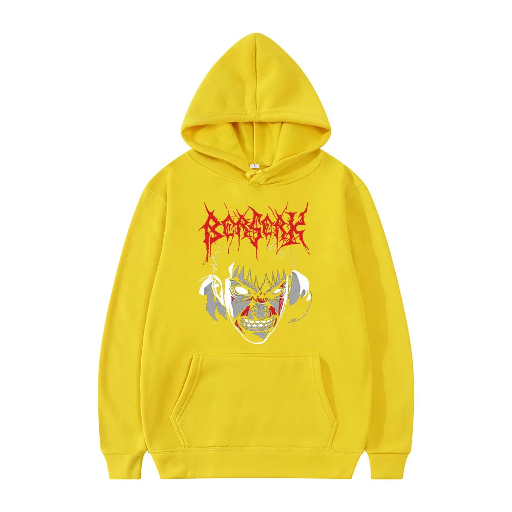 Anime Berserk Guts Loose Casual Sports Hoodie Hip Hop Oversized Manga Print Sweatshirts