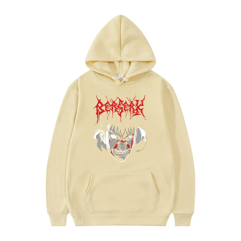 Anime Berserk Guts Loose Casual Sports Hoodie Hip Hop Oversized Manga Print Sweatshirts