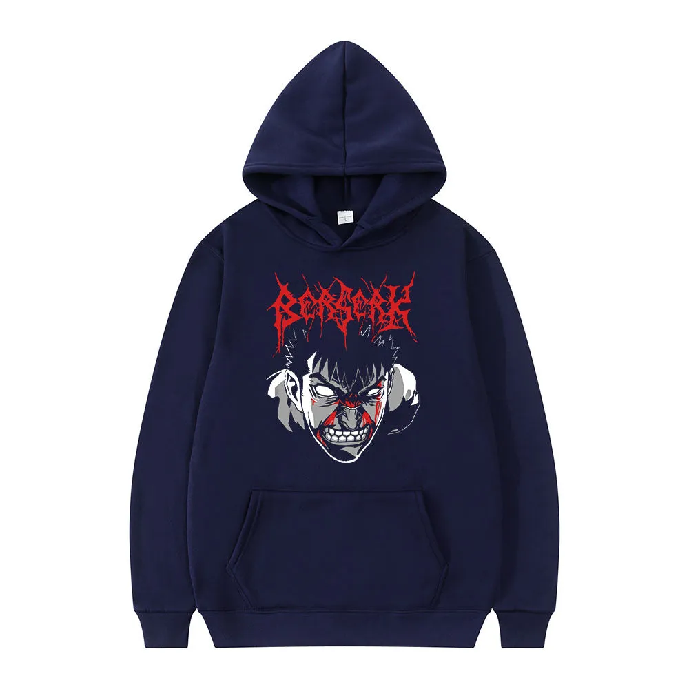 Anime Berserk Guts Loose Casual Sports Hoodie Hip Hop Oversized Manga Print Sweatshirts
