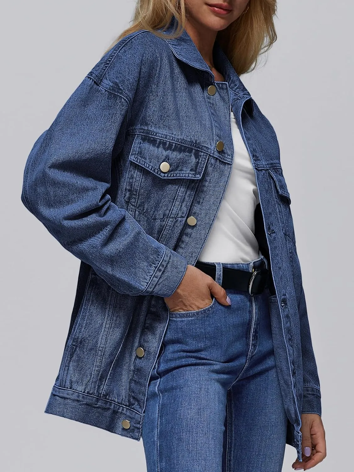 AUTOMET Womens Jean Jacket Denim Long Sleeve Oversized Button Down Shirts Trendy Coat Fall Fashion Winter Clothes Outfit