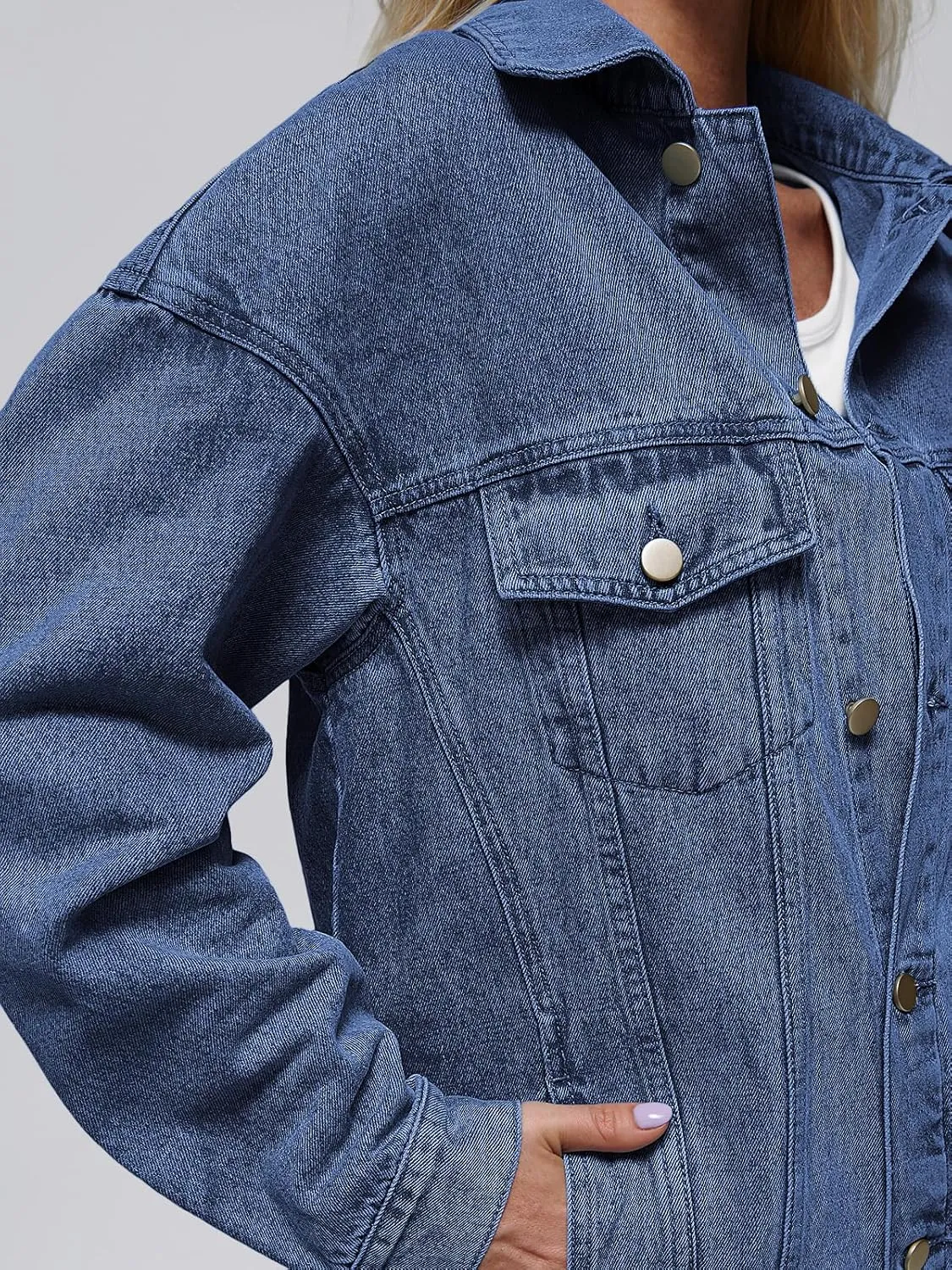 AUTOMET Womens Jean Jacket Denim Long Sleeve Oversized Button Down Shirts Trendy Coat Fall Fashion Winter Clothes Outfit
