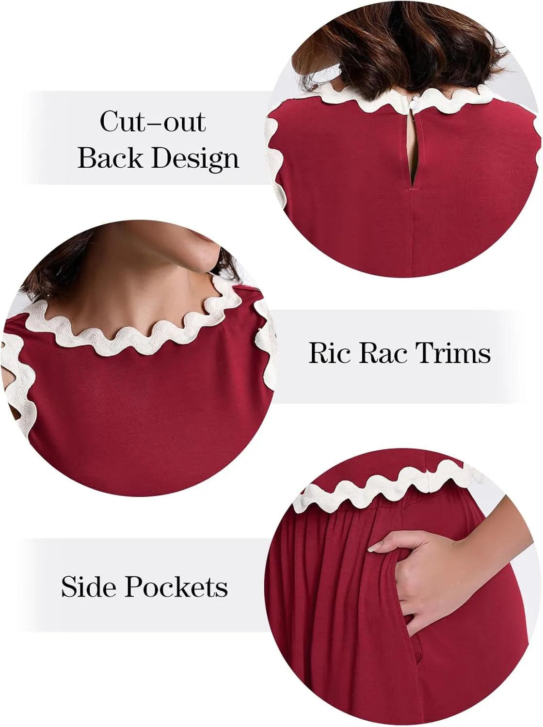 BLEVONH Womens 2 Piece Outfits Dressy Casual Summer Crop Tops Ric Rac Trim High Waisted Maxi Skirt Set with Pocket