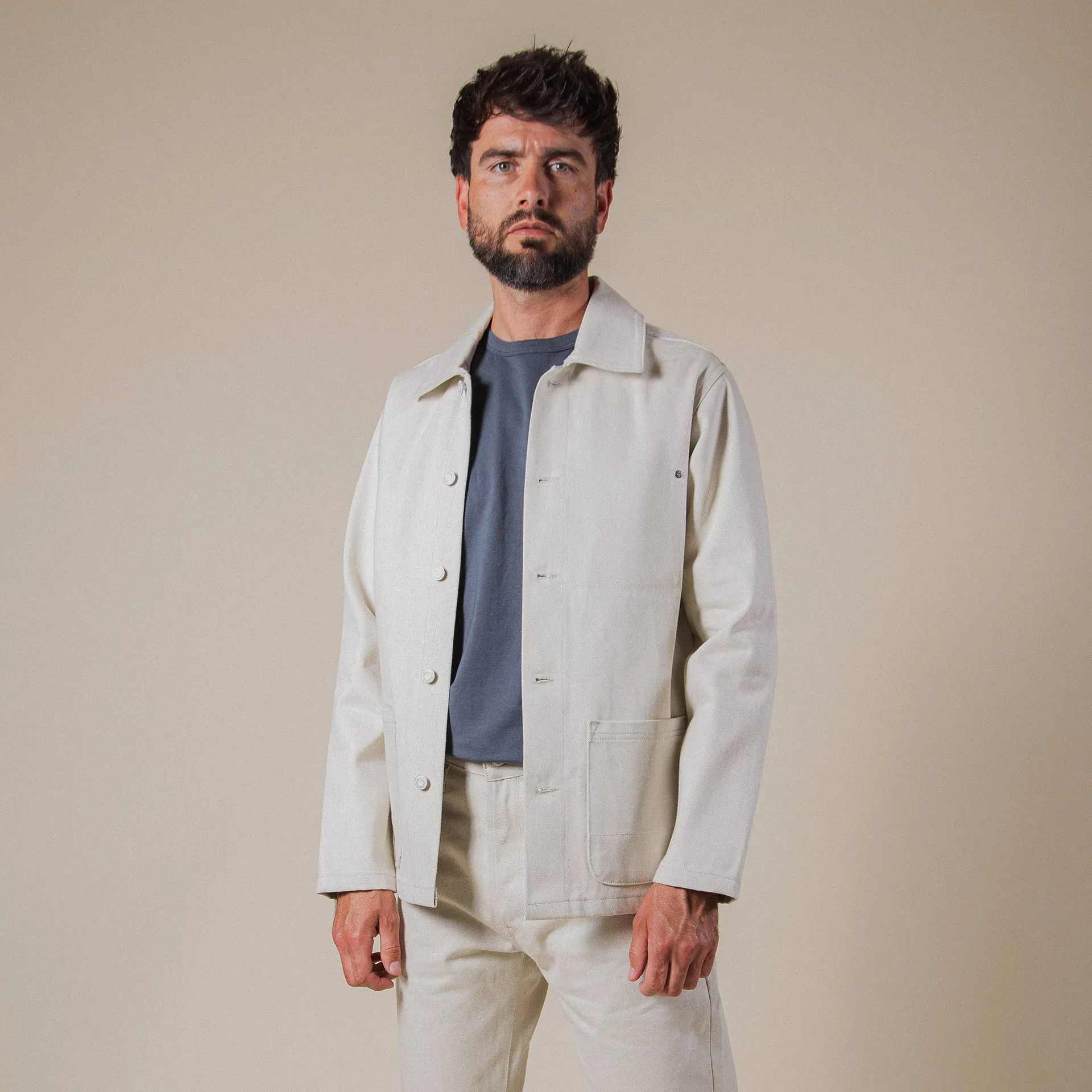 BWJ-01 WORKER JACKET 14 oz. ecru ‘paint roller’ selvedge