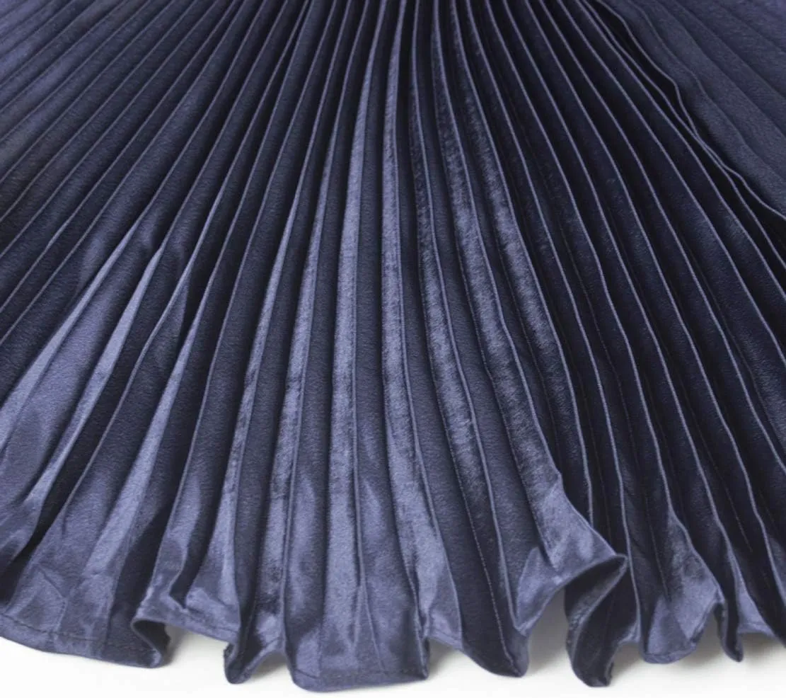 CHARTOU Womens Chic Elastic High Waisted Metallic Pleated Accordion Flowy Swing Maxi Long Skirt