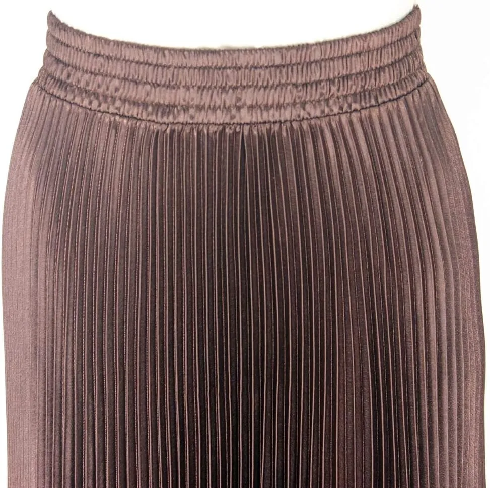 CHARTOU Womens Chic Elastic High Waisted Metallic Pleated Accordion Flowy Swing Maxi Long Skirt