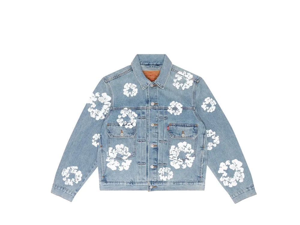 Denim Tears Type-2 All Over Wreath Trucker Jacket Light Wash