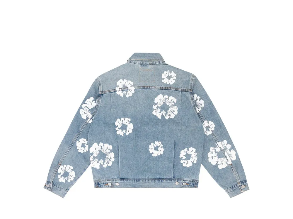 Denim Tears Type-2 All Over Wreath Trucker Jacket Light Wash