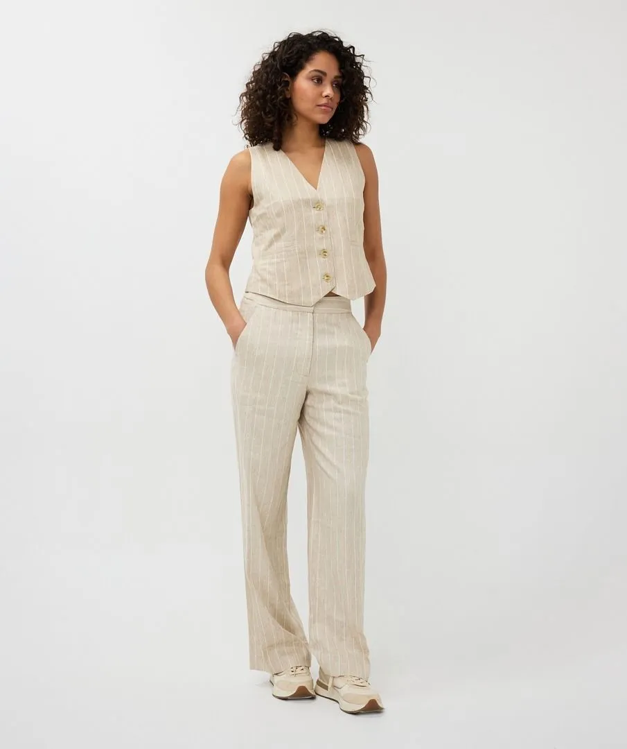 Esqualo Sand Linen Stripe Vest