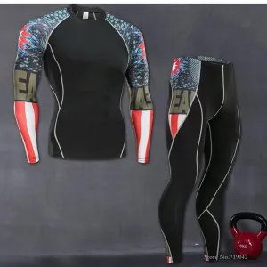 Fitness suit long-sleeved tights men's quick training sports stretch running fitness clothes