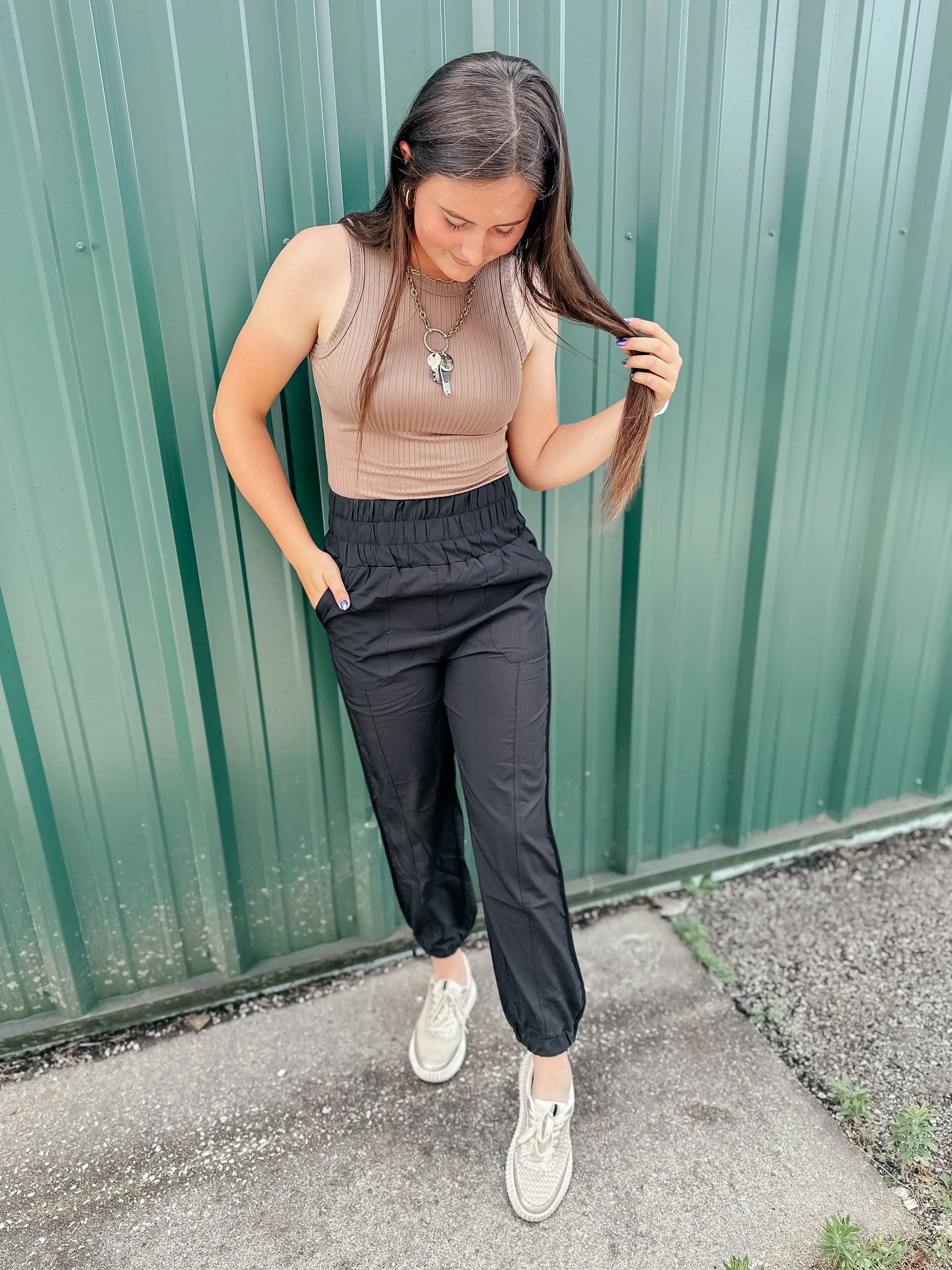 Jade Ribbed Basic Tank Top Mocha