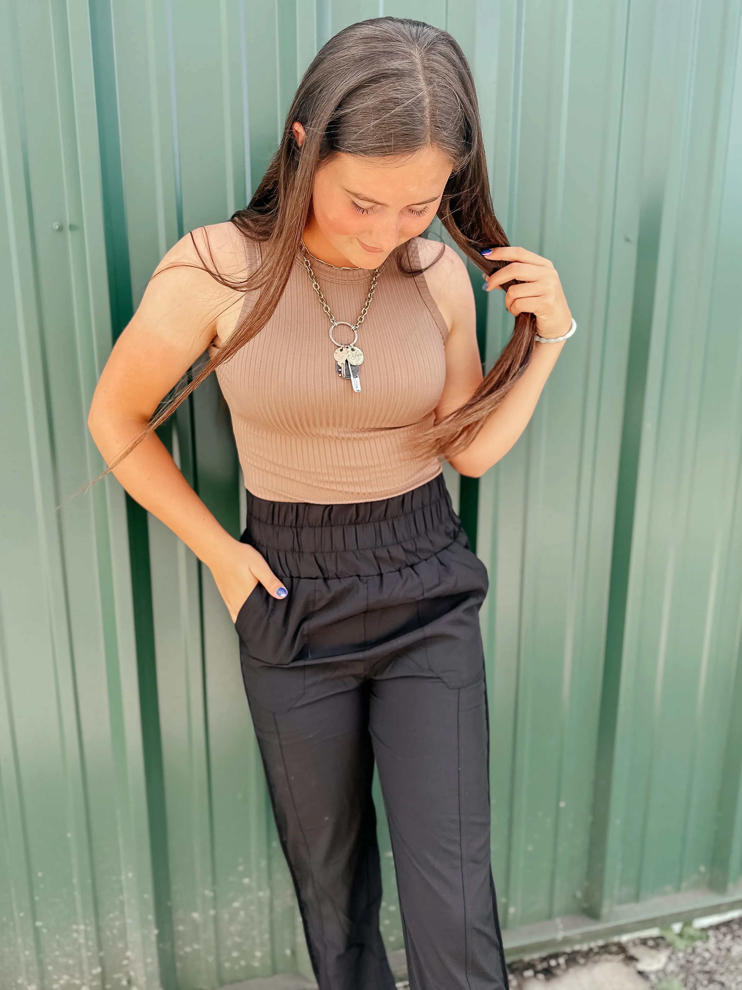 Jade Ribbed Basic Tank Top Mocha