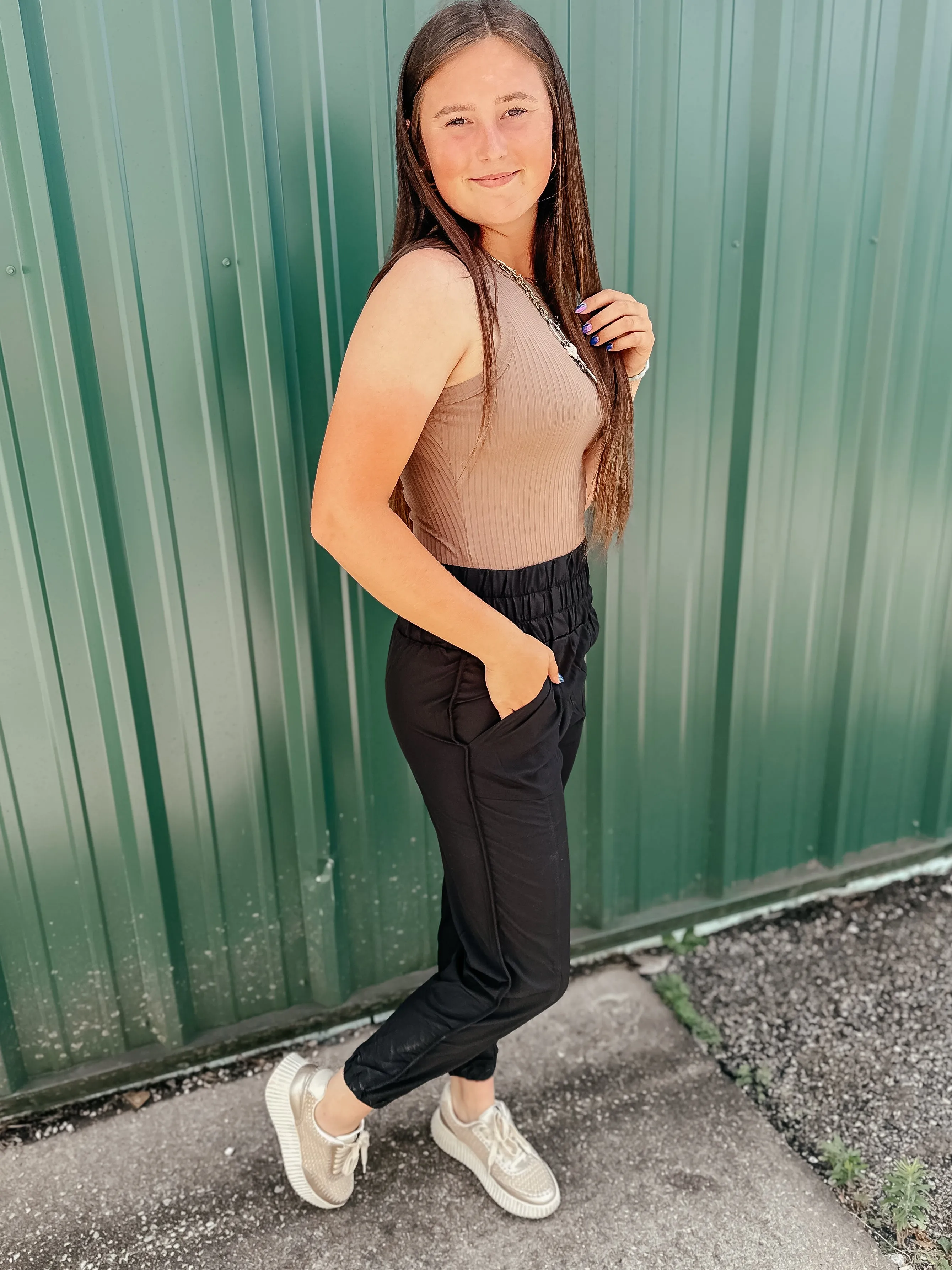 Jade Ribbed Basic Tank Top Mocha