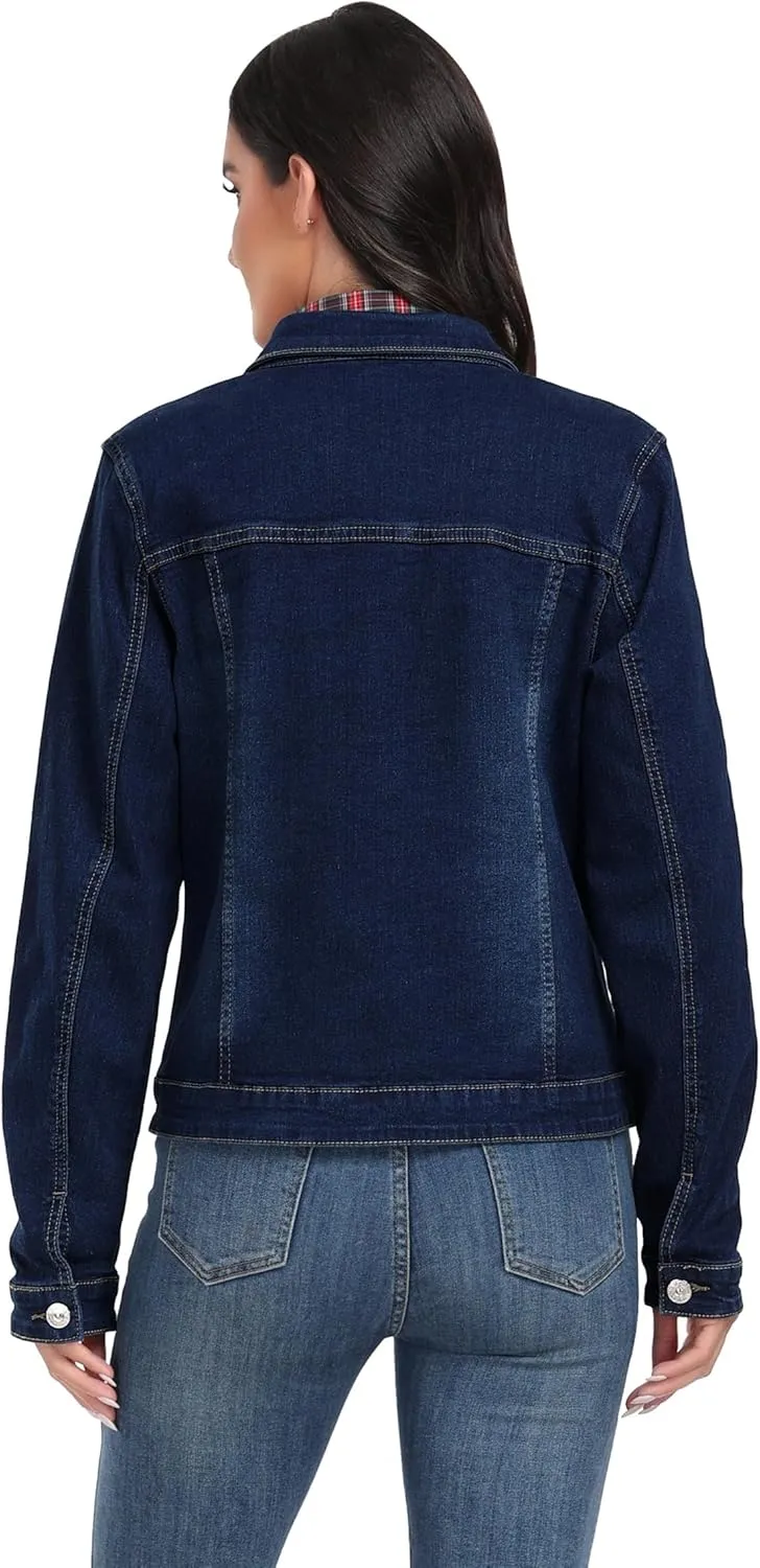J.Corrine Women's Stretchy Denim Jacket Long Sleeve Vintage Basic Trendy Button Up Trucker Jean Jackets