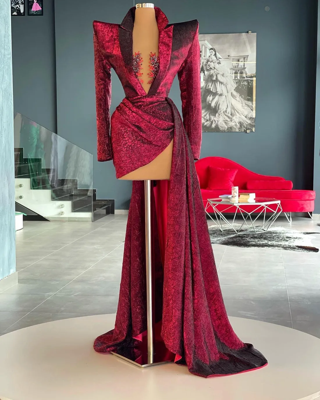 Josie Red Long Sleeves Blazer Dress