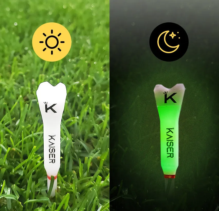 KAISER T1 Golf Tees Day Night Gifts Accessory Sets/ Long 1pcs Short 1pcs/ distance increase luminous anti-slicing Height fix Holders Glow in Dark Light up Flashing Made in Korea