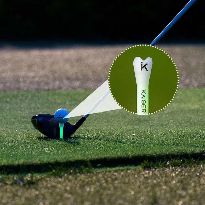 KAISER T1 Golf Tees Day Night Gifts Accessory Sets/ Long 1pcs Short 1pcs/ distance increase luminous anti-slicing Height fix Holders Glow in Dark Light up Flashing Made in Korea