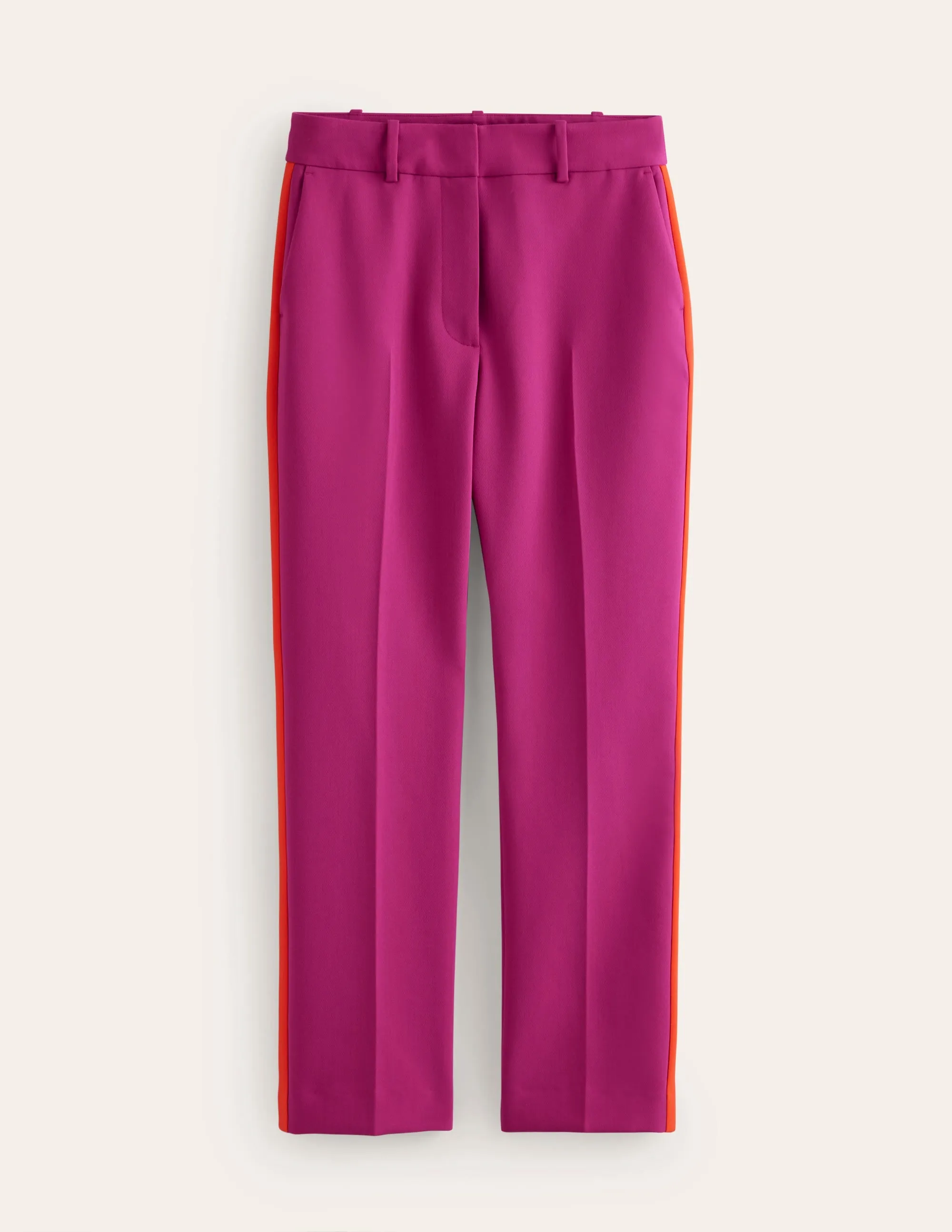 Kew Side Stripe Trousers-Rose Violet, Red Stripe