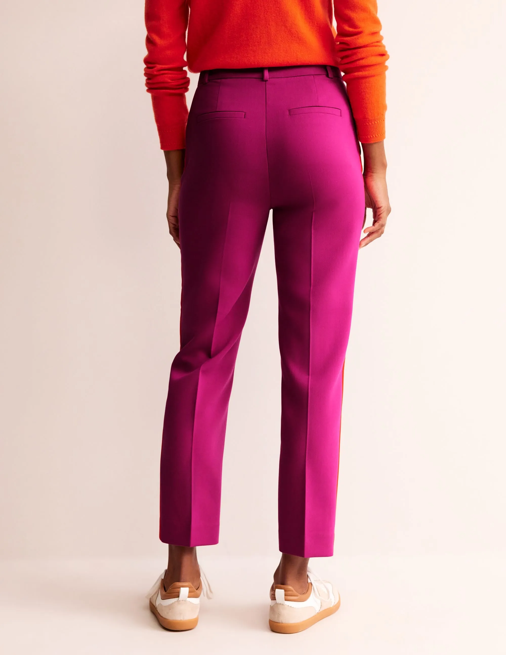 Kew Side Stripe Trousers-Rose Violet, Red Stripe
