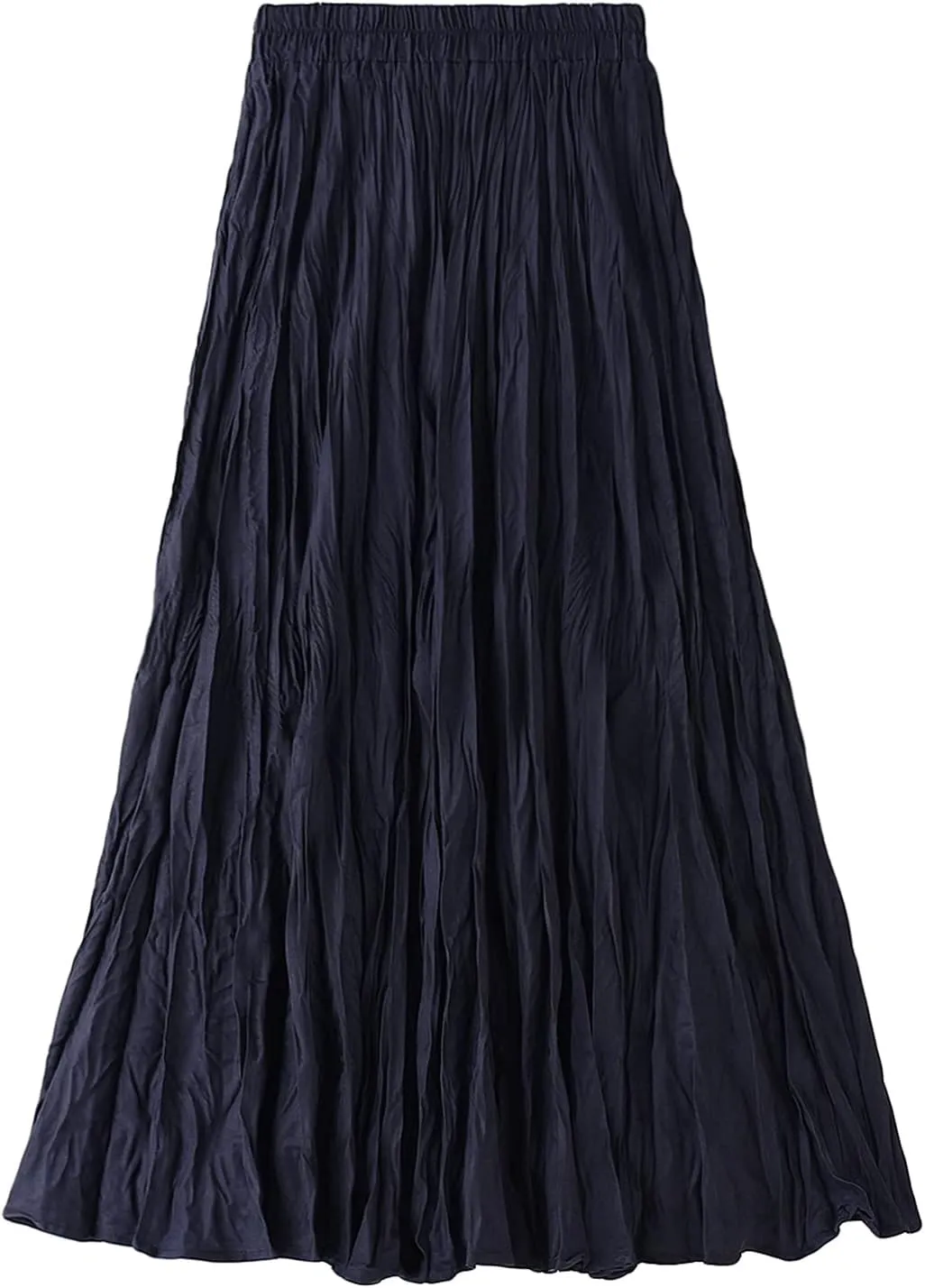 Lu's Chic Women's Long Skirt Pleated A Line Dress Fall Casual Polyester Swing Dress Tea Length Midi