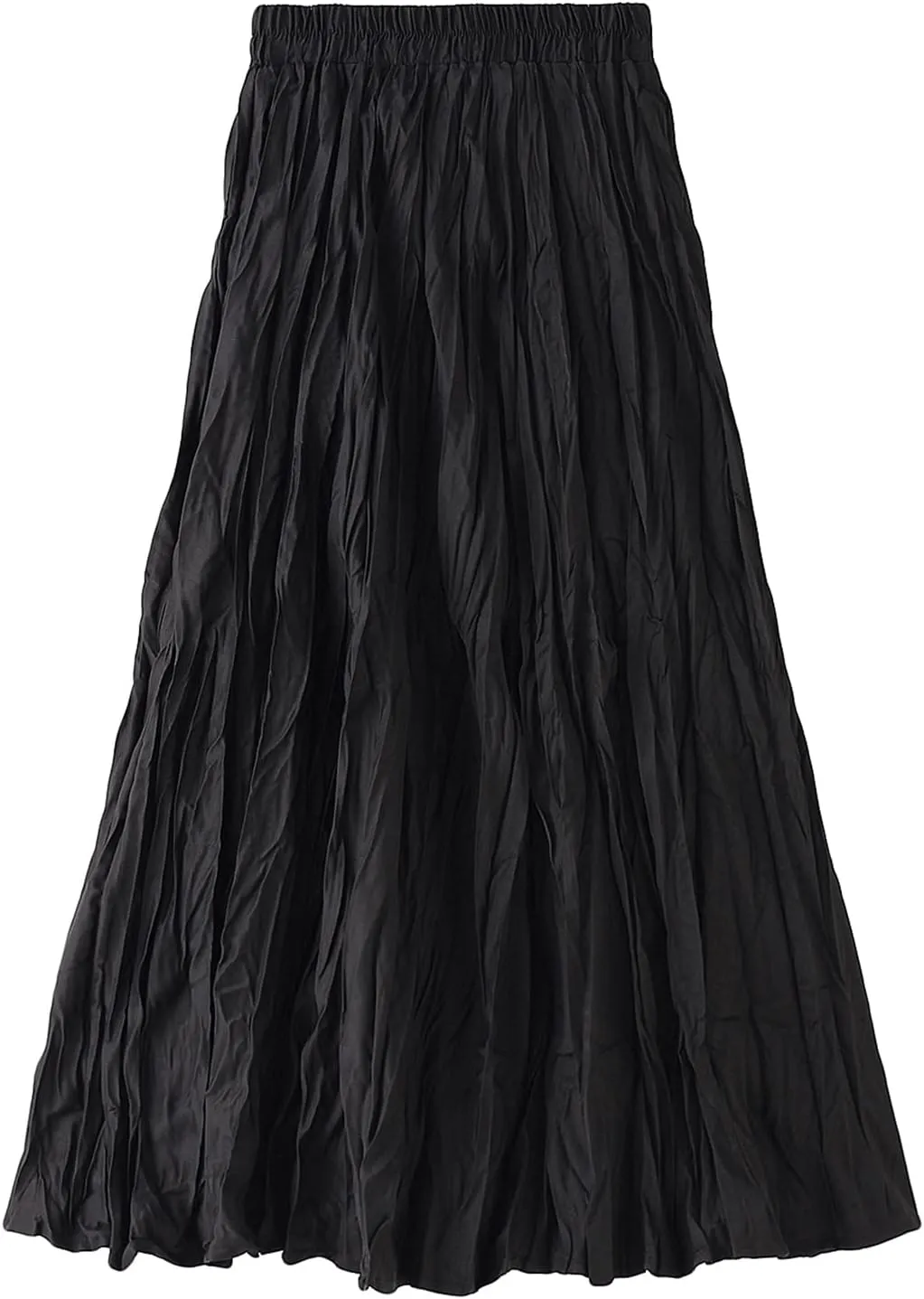 Lu's Chic Women's Long Skirt Pleated A Line Dress Fall Casual Polyester Swing Dress Tea Length Midi