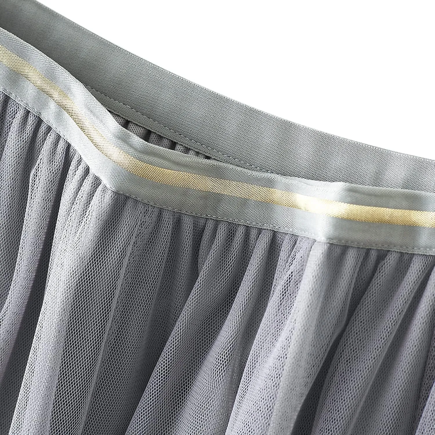 Lu's Chic Women's Pleated Tulle Skirt High Waist Tutu Skirt Chiffon Elastic Waist Summer Layered