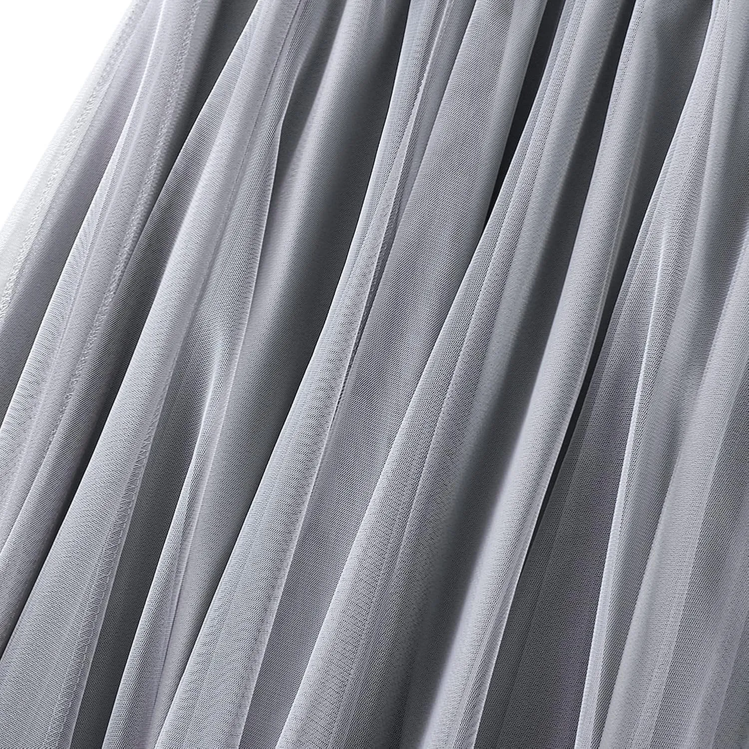Lu's Chic Women's Pleated Tulle Skirt High Waist Tutu Skirt Chiffon Elastic Waist Summer Layered