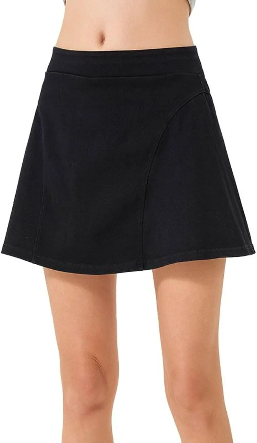Lu's Chic Women's Stretchy Denim Skort Workout Running High Waisted Short Jean Skorts Mini Scooter Skirt w/Shorts