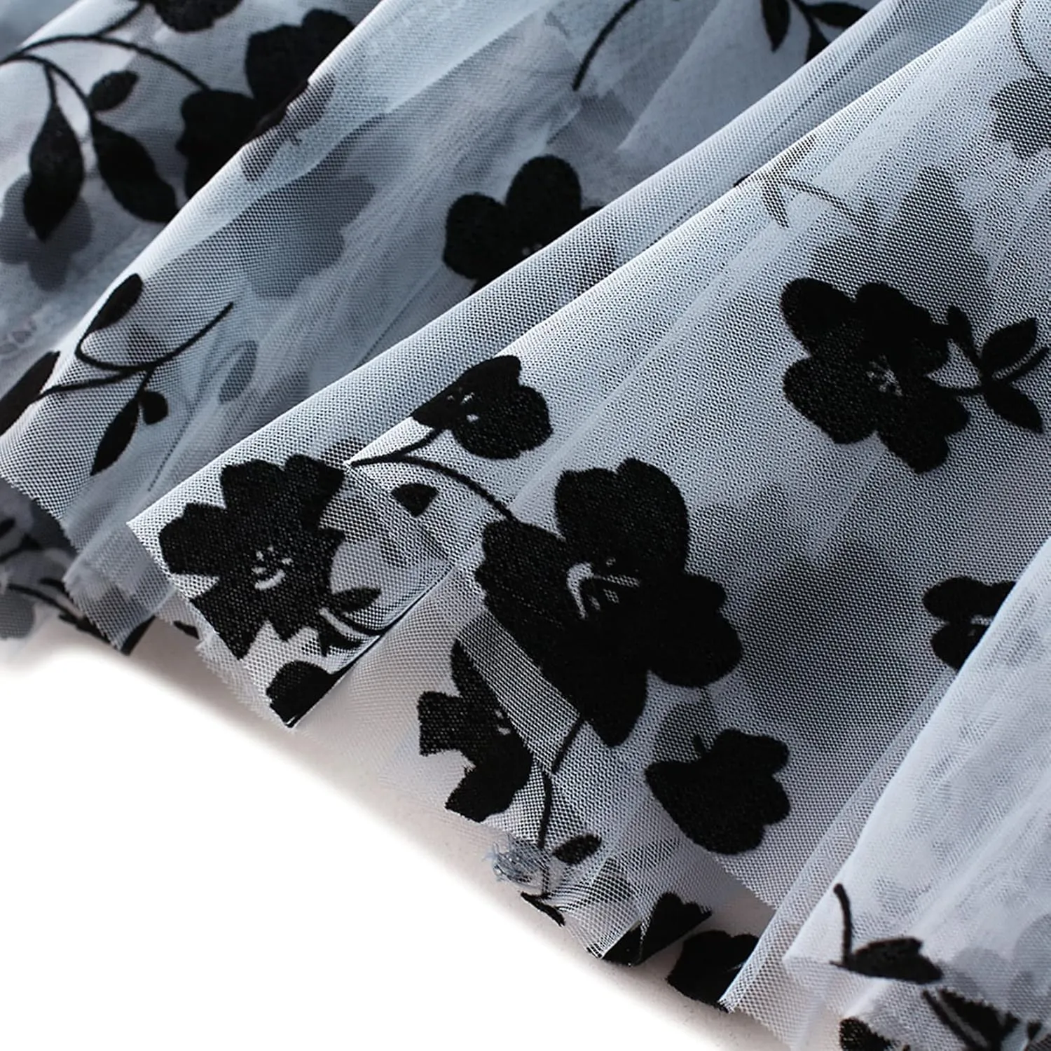 Lu's Chic Women's Tulle Skirt High Waisted Floral Layered Elastic Waist A-line Midi Tutu Waisted