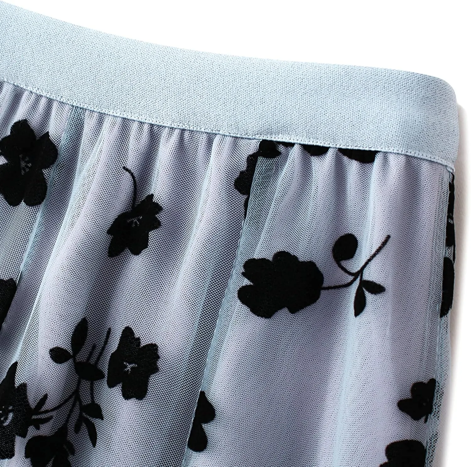 Lu's Chic Women's Tulle Skirt High Waisted Floral Layered Elastic Waist A-line Midi Tutu Waisted
