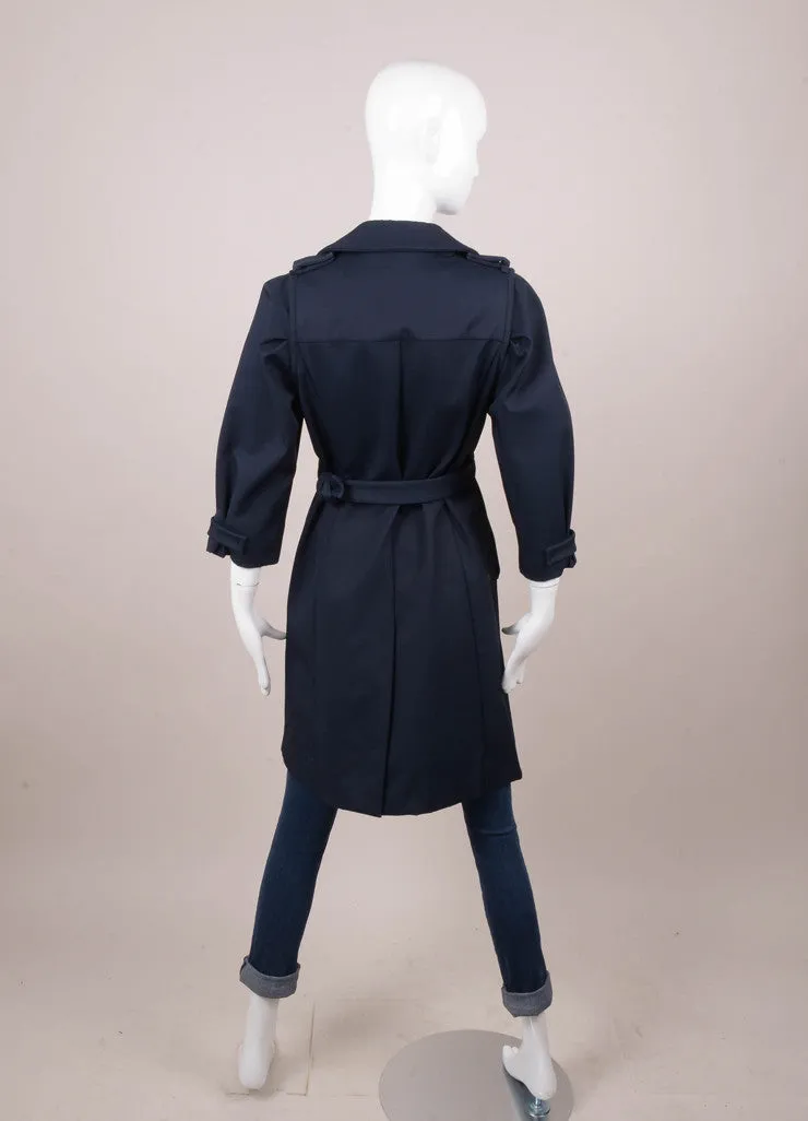 Navy Belted Cotton Trench Coat