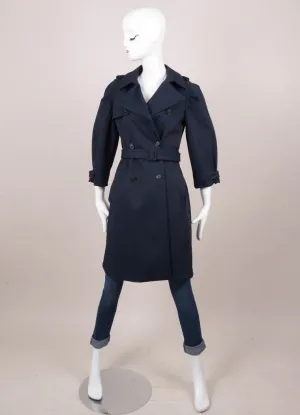 Navy Belted Cotton Trench Coat