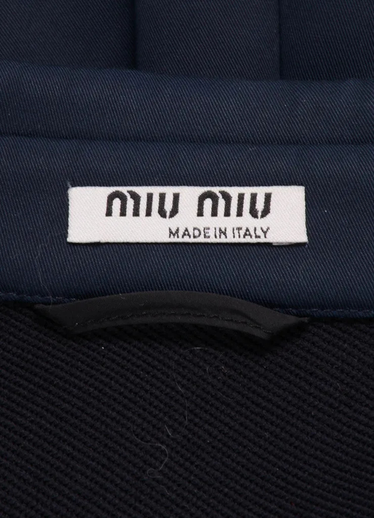 Navy Belted Cotton Trench Coat