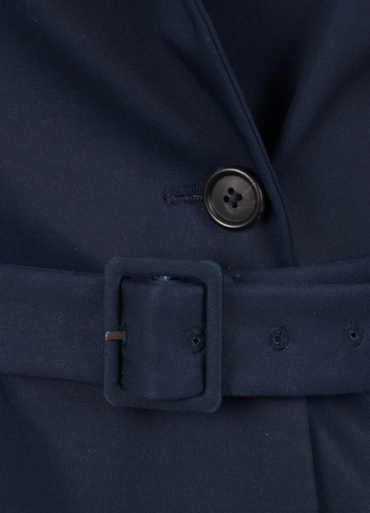 Navy Belted Cotton Trench Coat