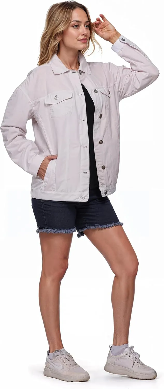 Oversized Jean Jacket for Women - Casual Trendy Fashion Denim Blue and Black Jean Jacket Women