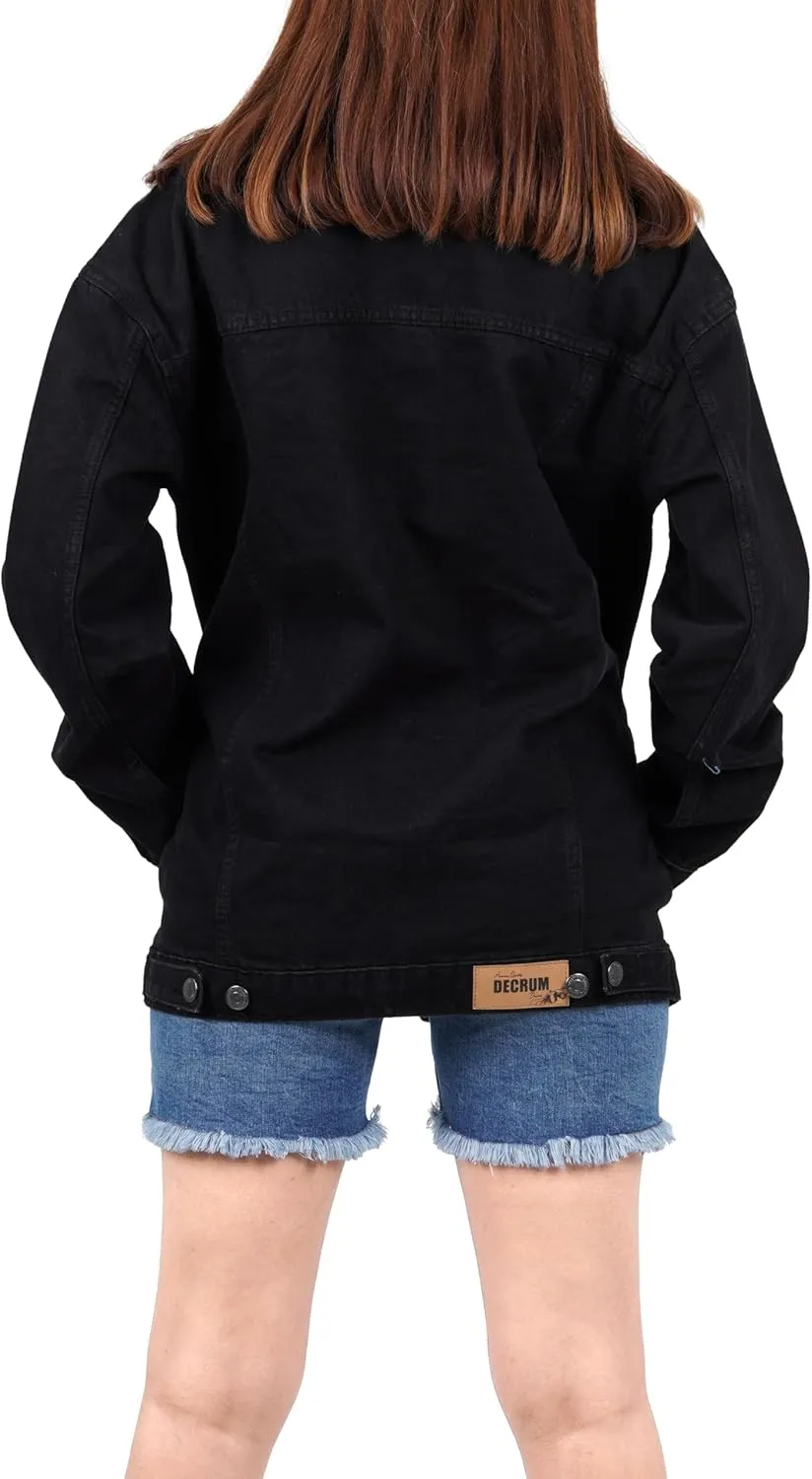 Oversized Jean Jacket for Women - Casual Trendy Fashion Denim Blue and Black Jean Jacket Women