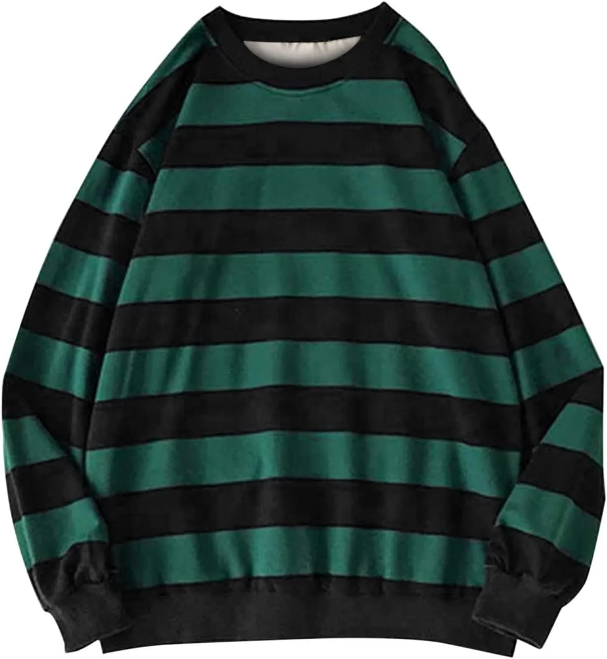 Oversized Sweatshirt for Women Trendy Crewneck Striped Color Block Tops Loose Long Sleeve Casual Stylish Pullover