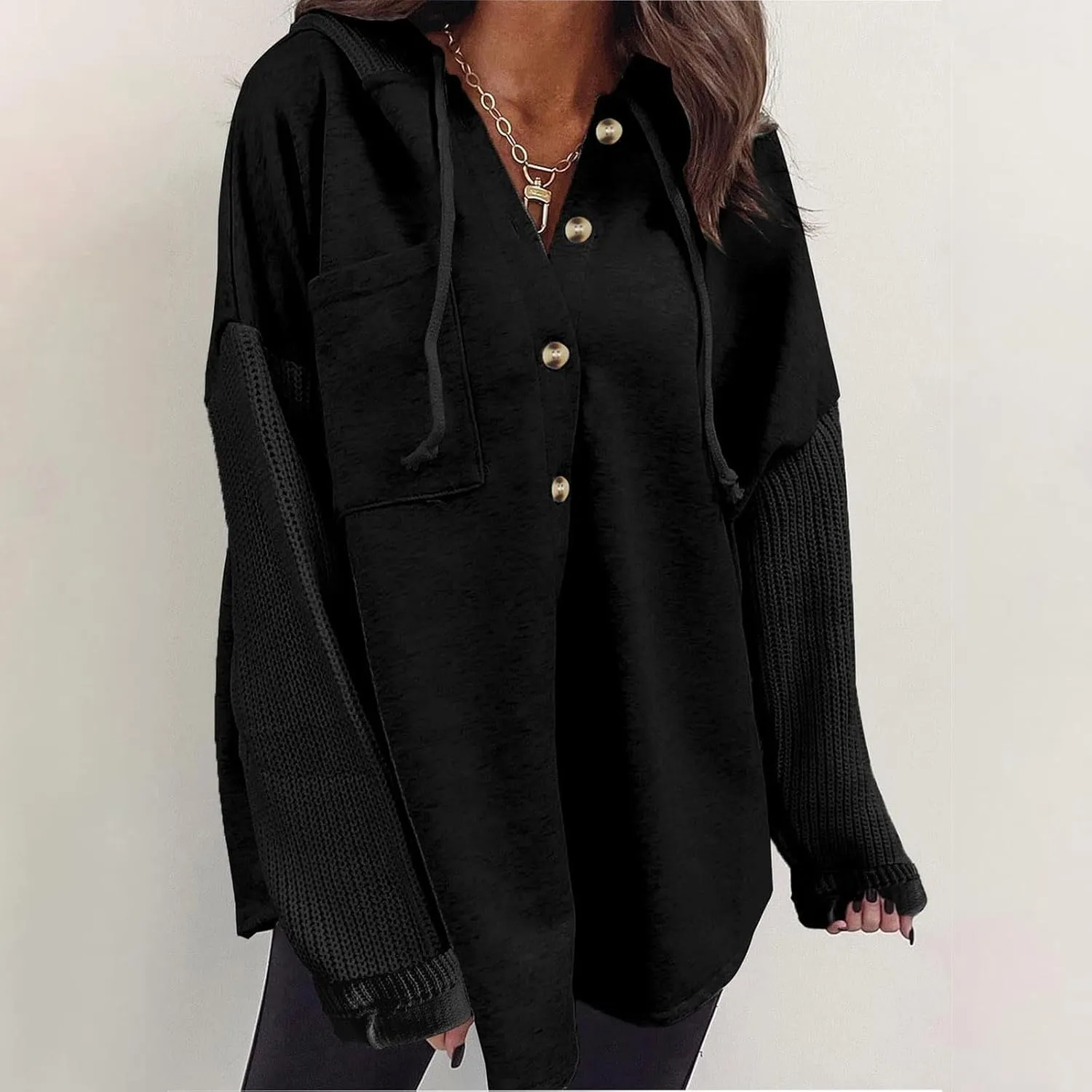 Oversized Sweatshirt Jackets for Women Trendy 2025 Spring Outfits Casual Long Sleeve Button Hooded Shacket Hoodies