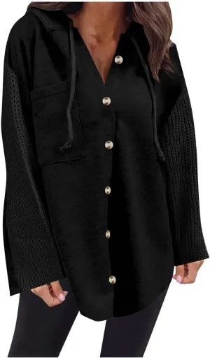 Oversized Sweatshirt Jackets for Women Trendy 2025 Spring Outfits Casual Long Sleeve Button Hooded Shacket Hoodies