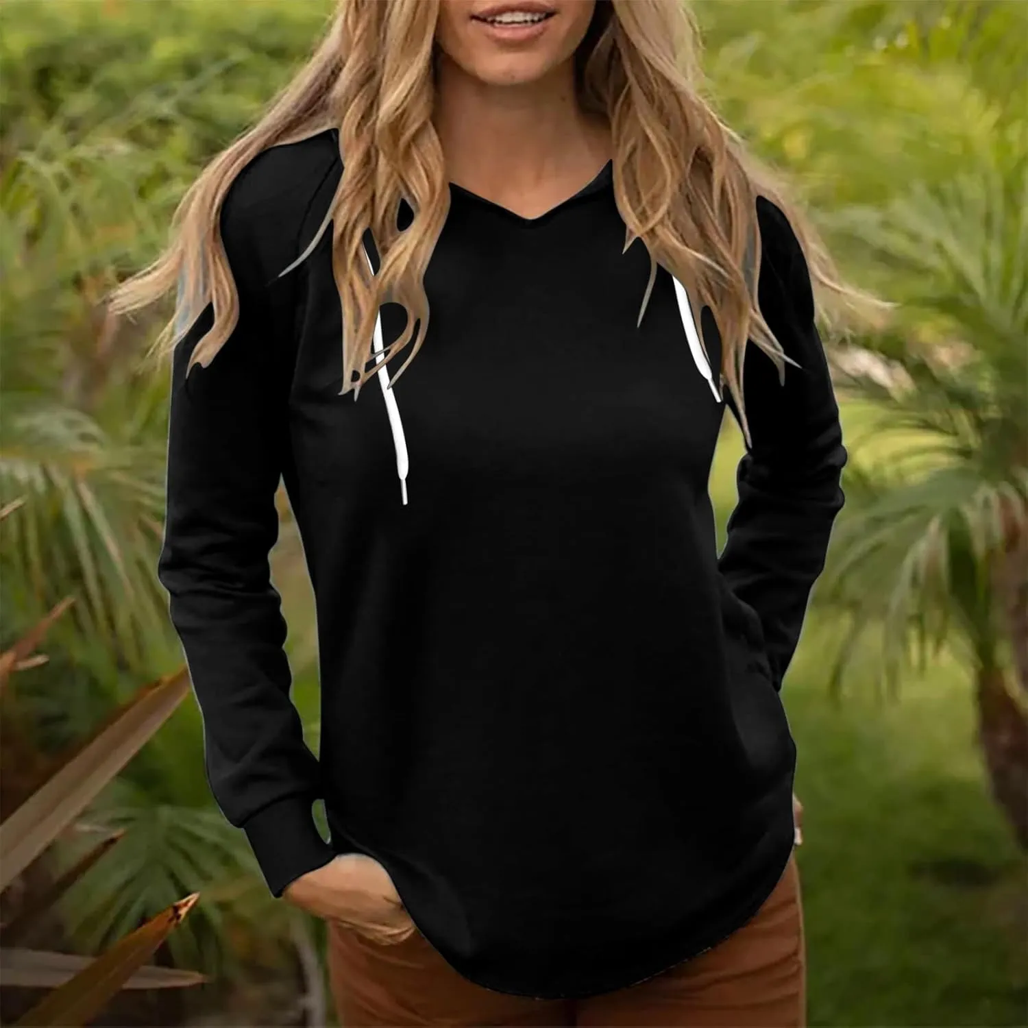 Oversized Sweatshirts for Women Hoodies Long Sleeve V Neck Pullover Tops Casual Drawstring Loose Fit Fall Outfits
