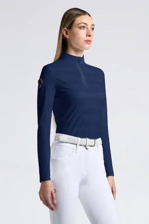 Perforated Jersey L/S Polo - Royal Blue