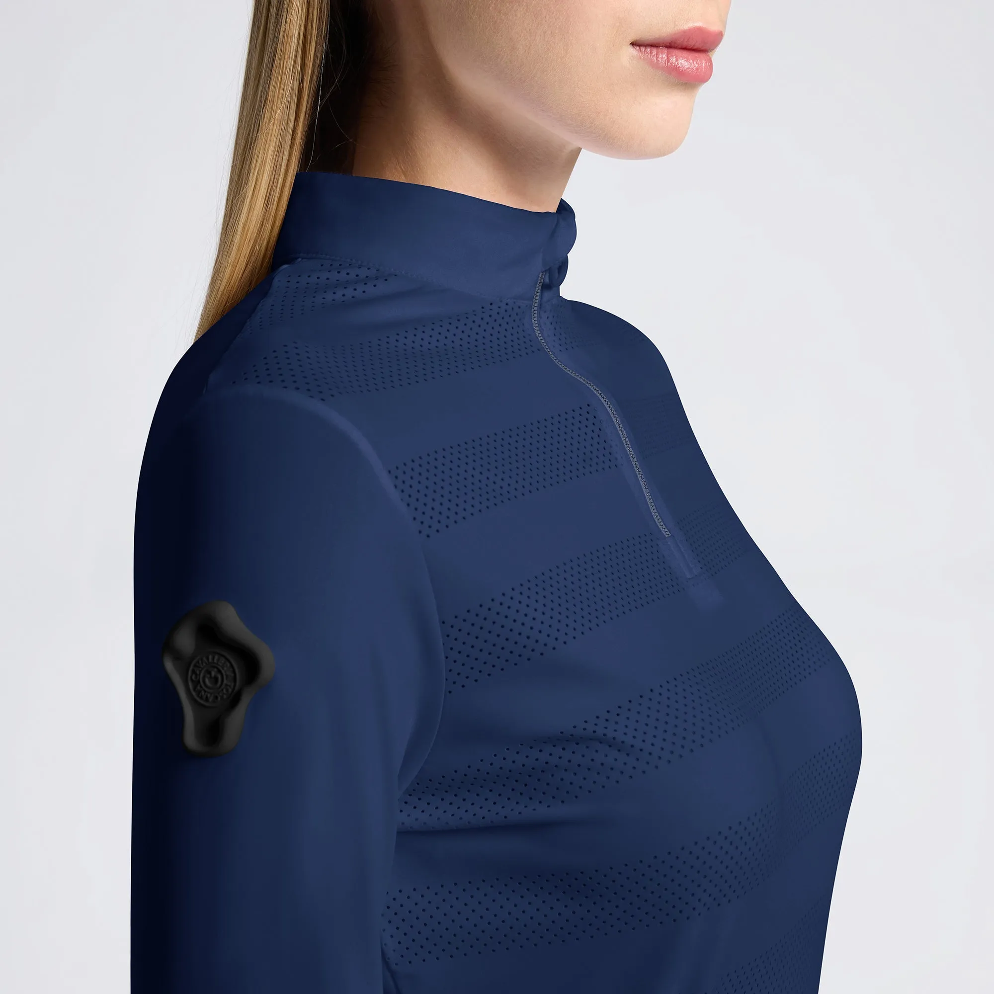 Perforated Jersey L/S Polo - Royal Blue