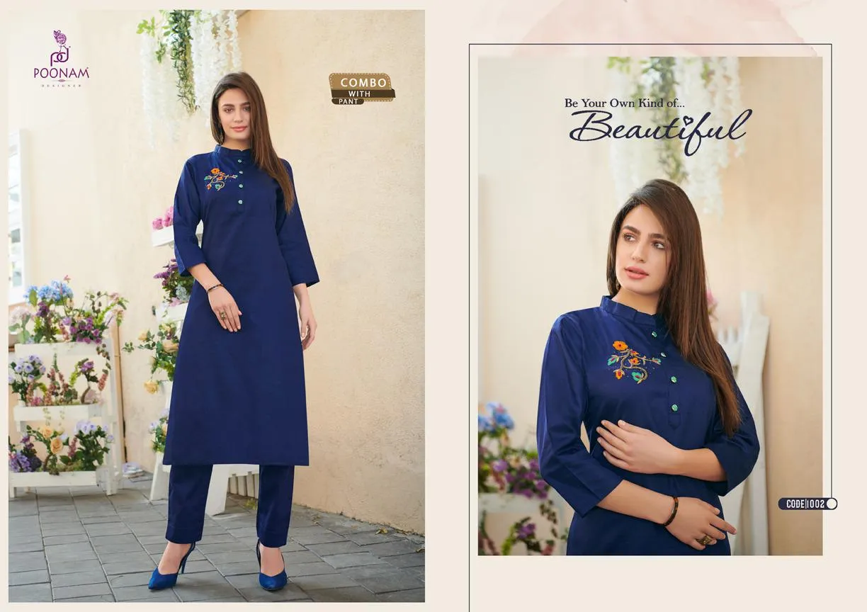 Poonam Designer Darlim Jam Silk Cotton Casual Wear Kurtis Collection